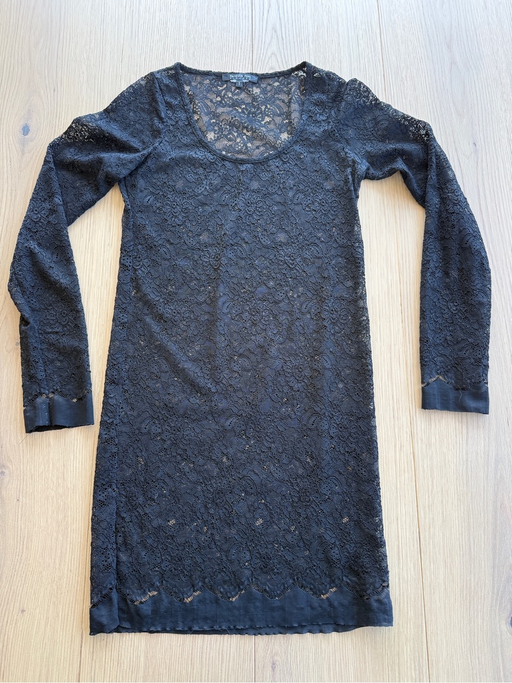 Patrizia Pepe Black Stretch Lace Long Sleeve Mini Dress Size 1